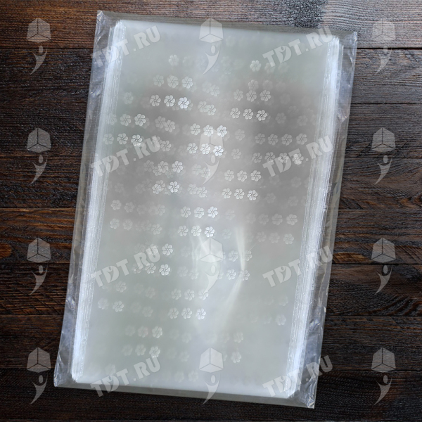 Прозрачный БОПП пакет с рисунком «Цветочки», 13*20 см, 50 шт.