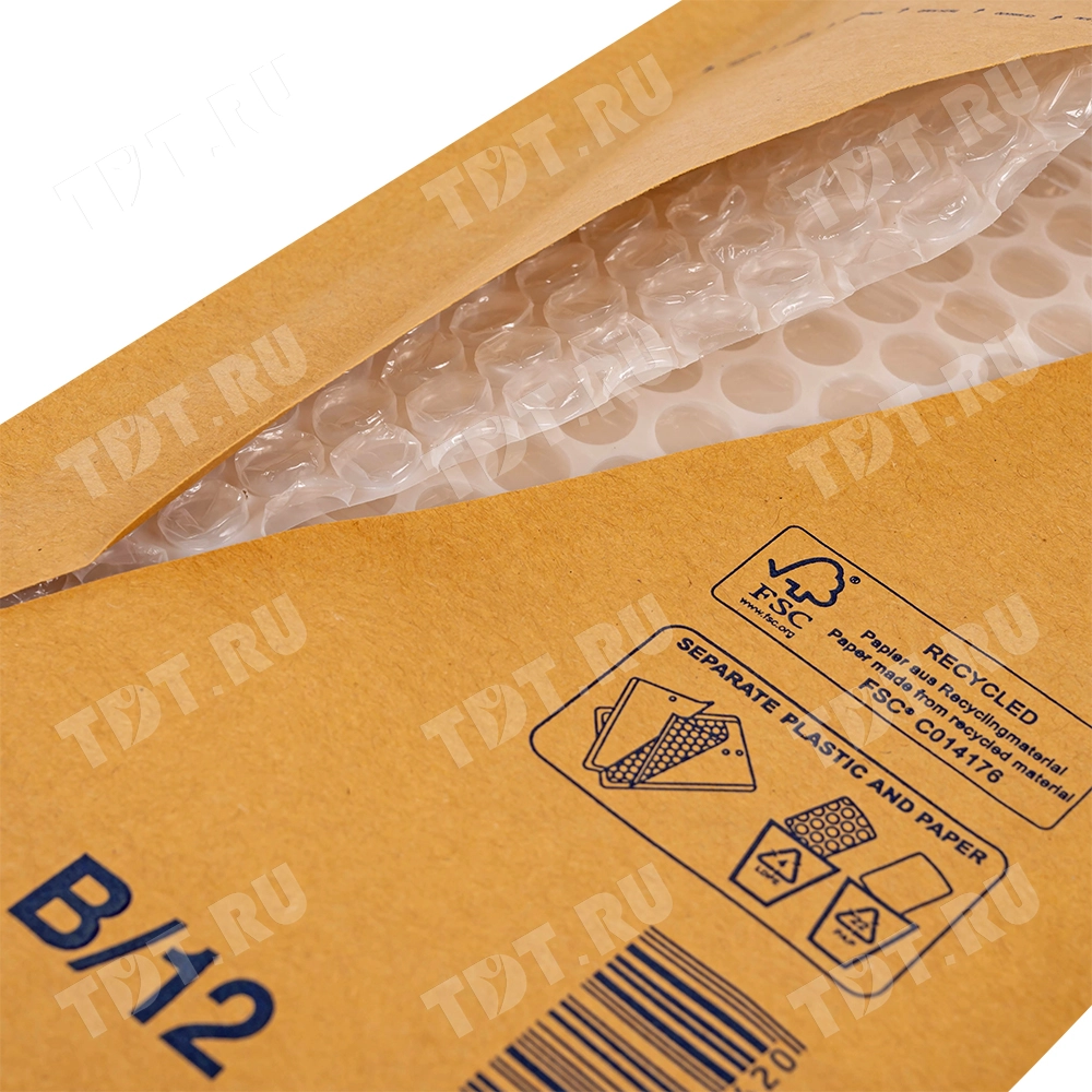 Бурый крафт пакет с прослойкой, 14*22 см, B-12-G (В/00)