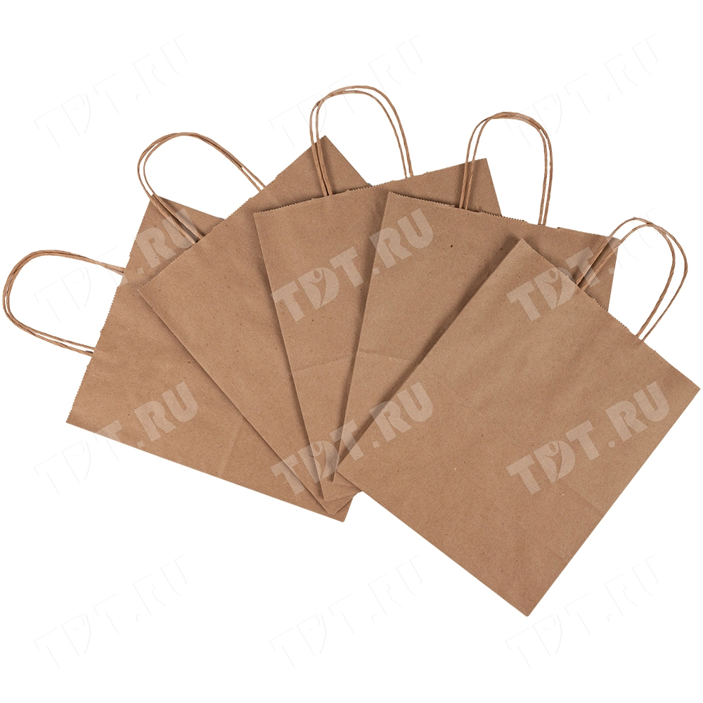 Крафт пакет с крученой ручкой, 100 г/м², 18*8*20 см