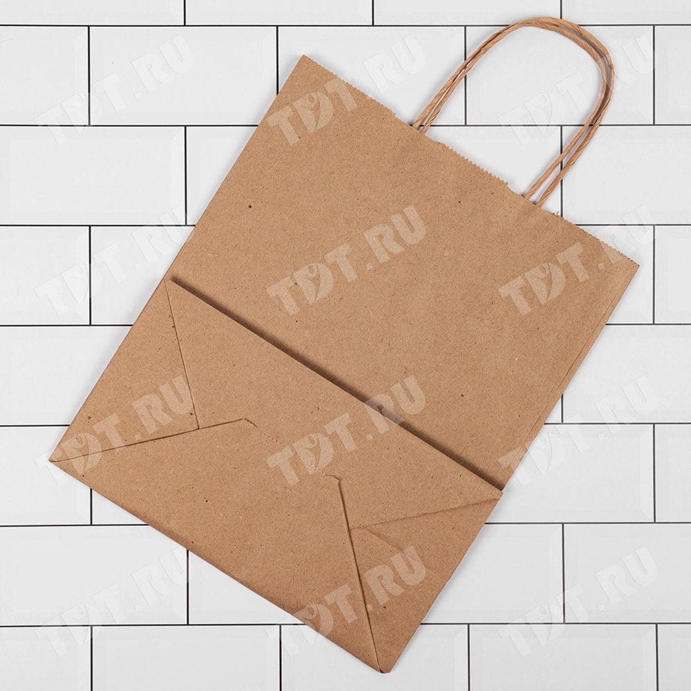 Крафт пакет с крученой ручкой, 100 г/м², 18*8*20 см