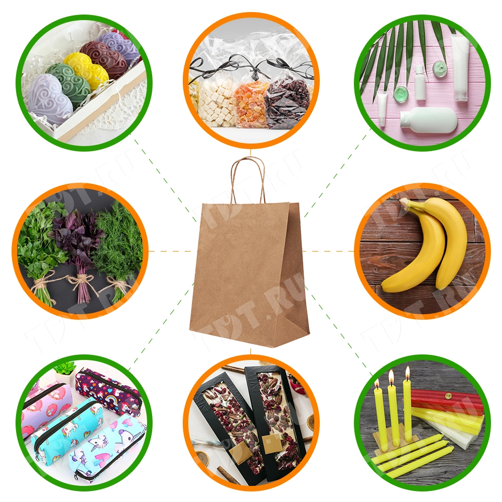 Крафт пакет с крученой ручкой, 100 г/м², 18*8*20 см