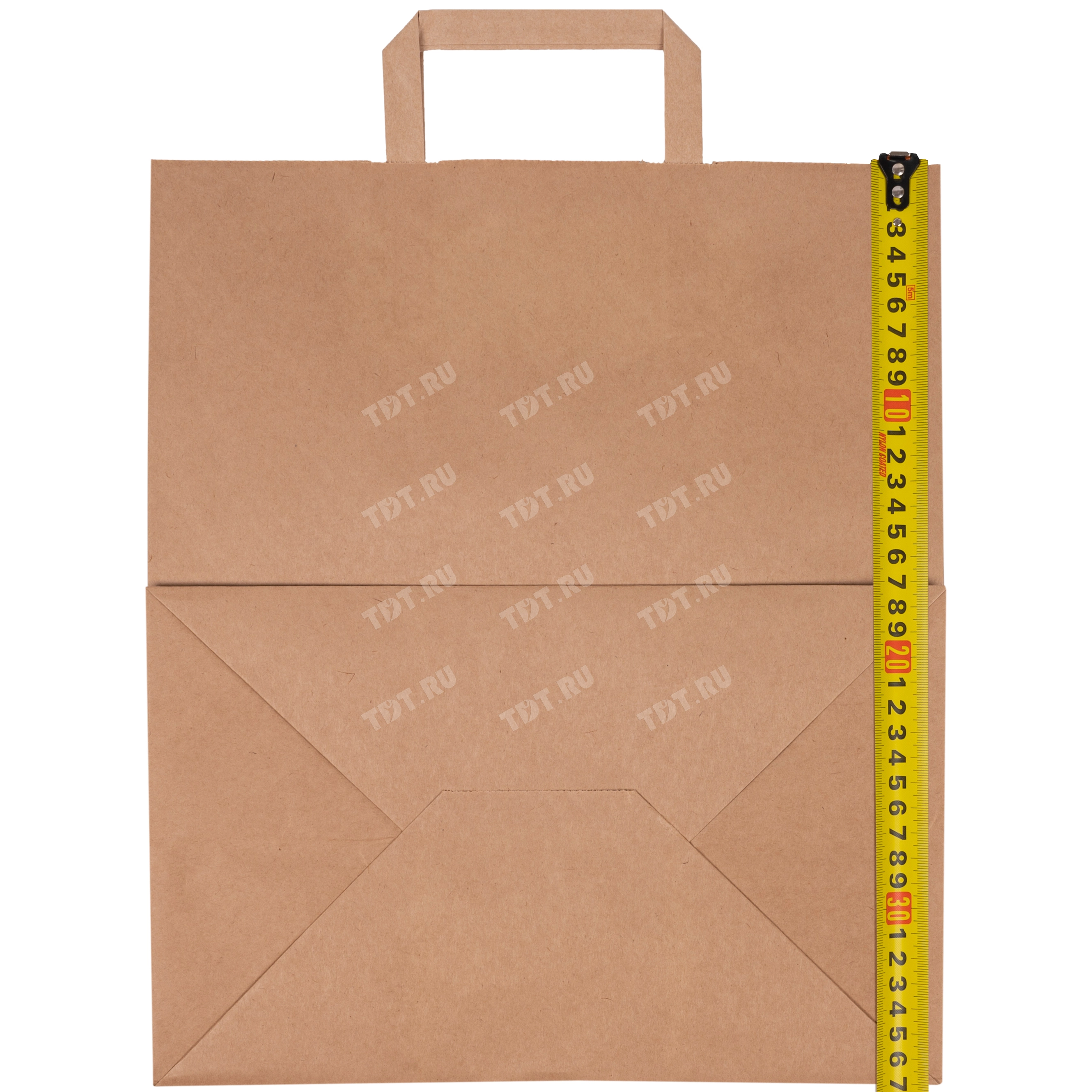 Крафт пакет с плоской ручкой, 70 г/м², 32*20*37 см