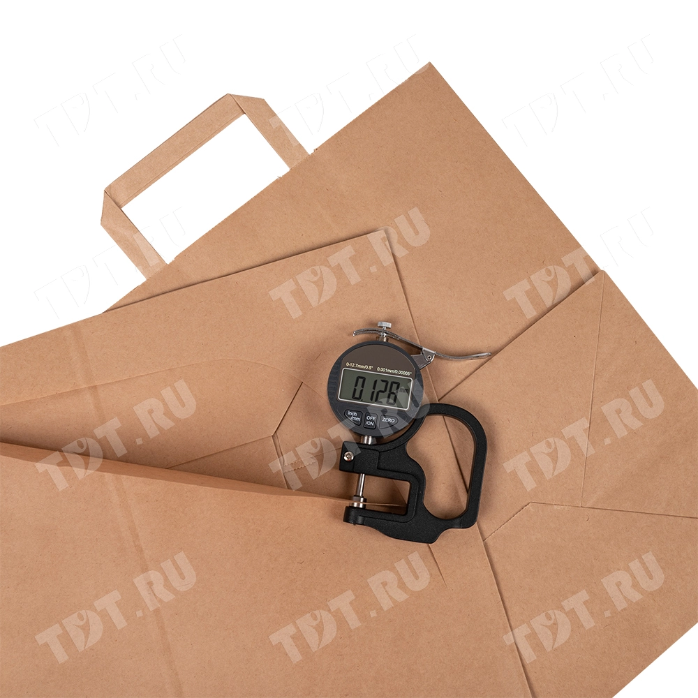 Крафт пакет с плоской ручкой, 70 г/м², 32*20*37 см