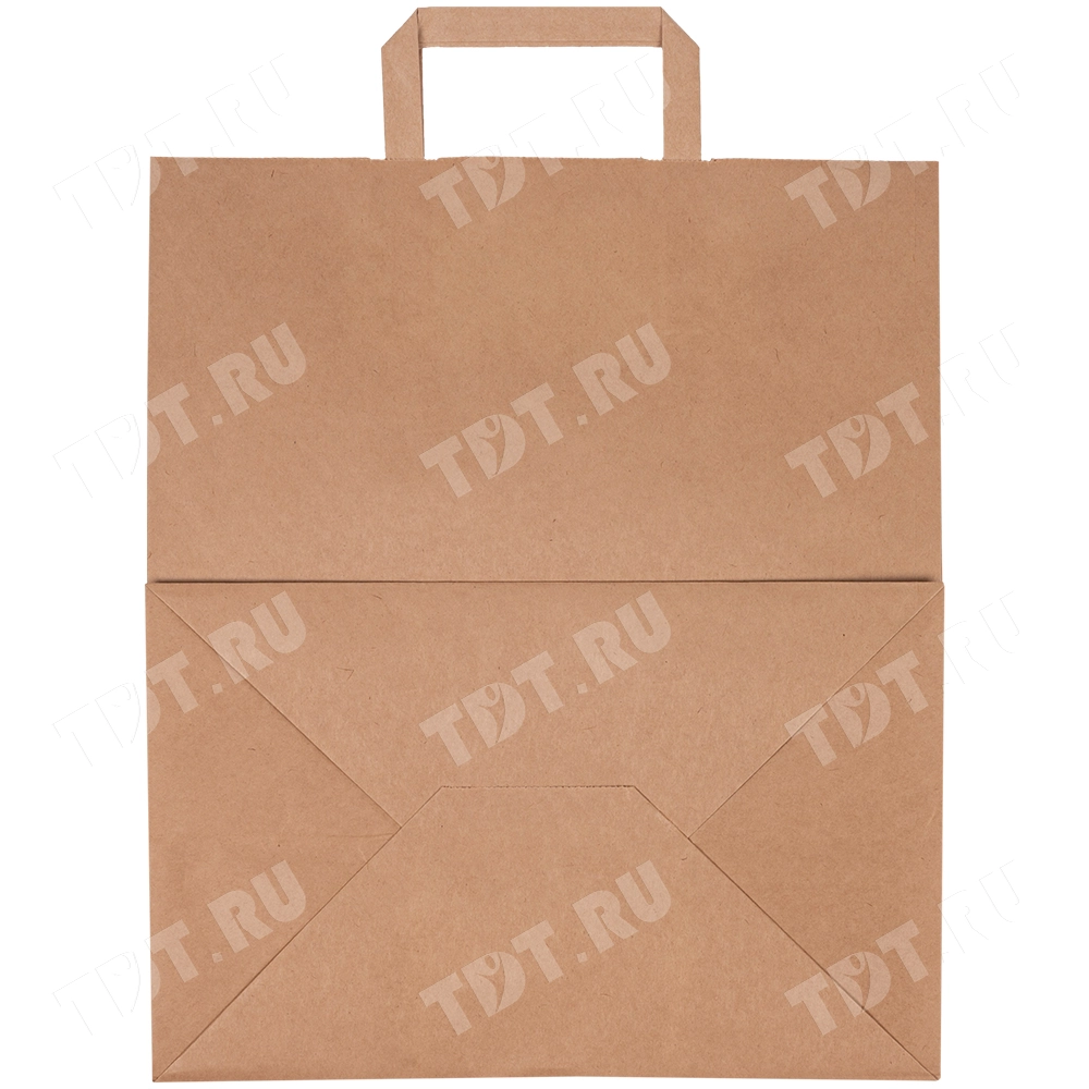 Крафт пакет с плоской ручкой, 70 г/м², 32*20*37 см
