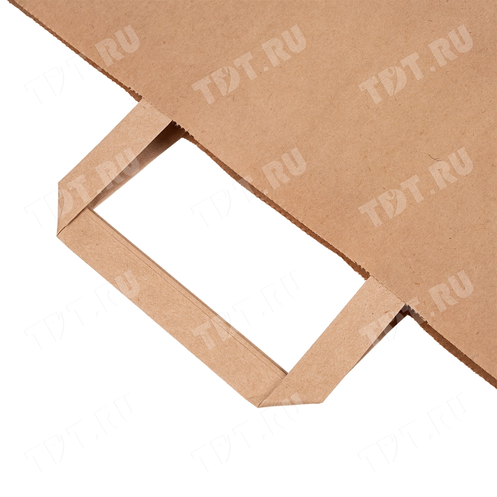 Крафт пакет с плоской ручкой, 70 г/м², 32*20*37 см