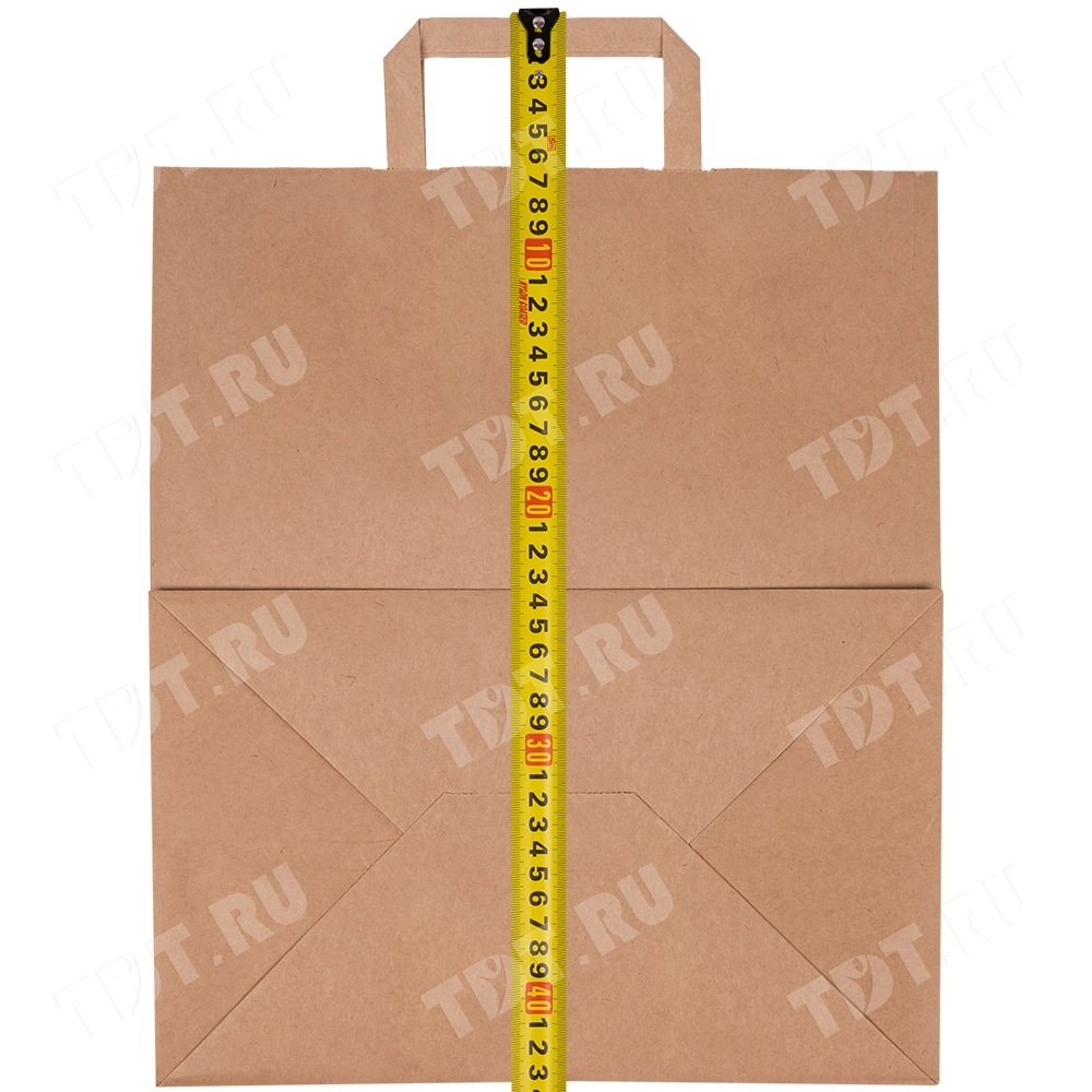 Крафт пакет с плоской ручкой, 70 г/м², 32*20*37 см