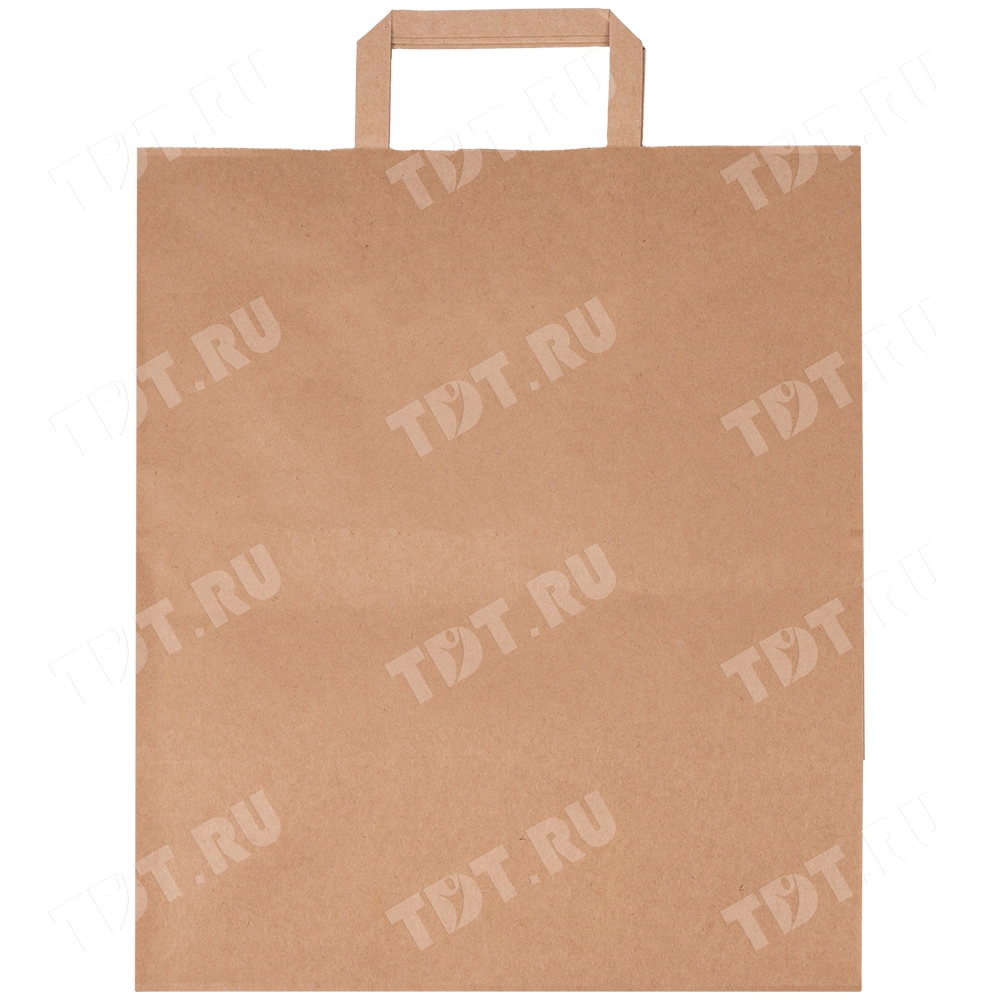 Крафт пакет с плоской ручкой, 70 г/м², 32*20*37 см