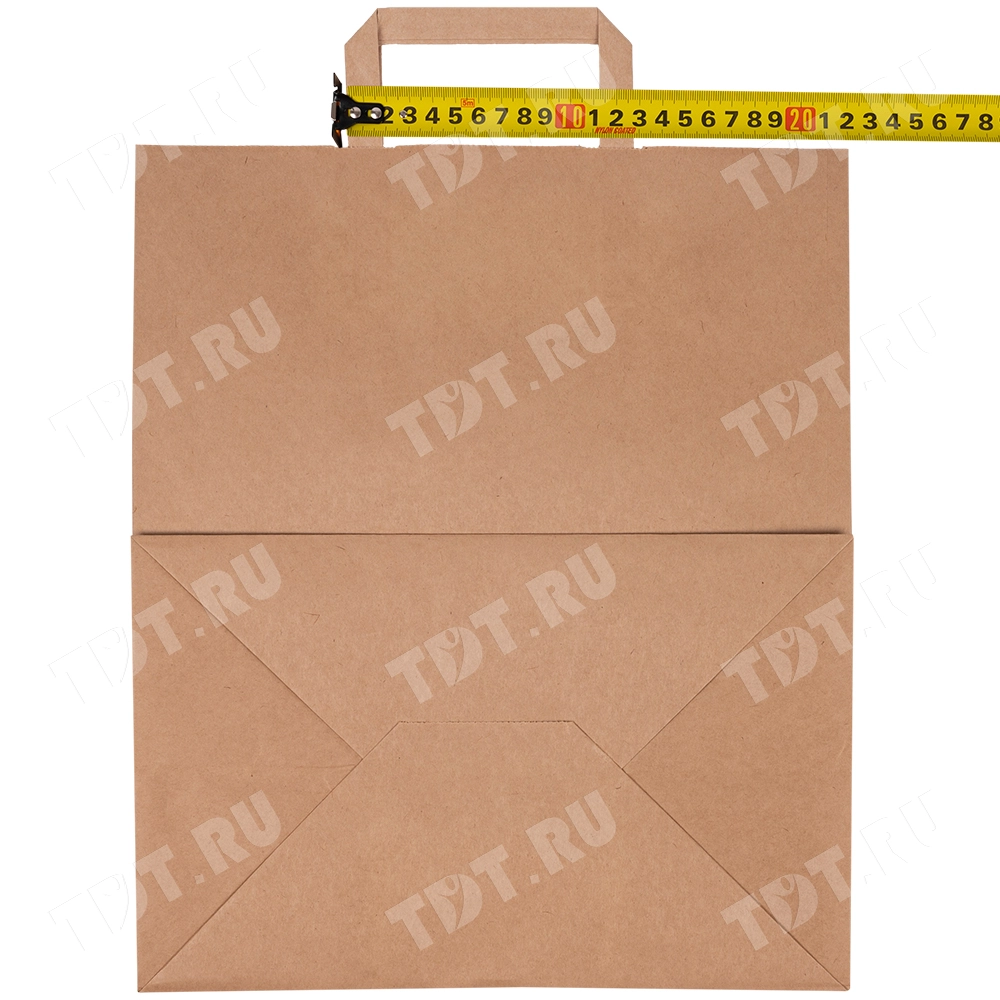 Крафт пакет с плоской ручкой, 70 г/м², 32*20*37 см