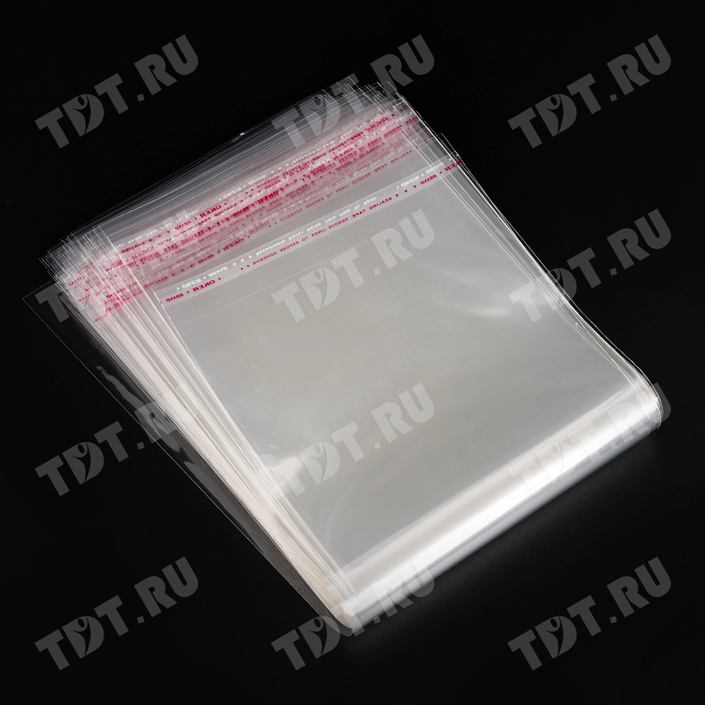 Прозрачный БОПП пакет с клеевым клапаном, 38*15 см, 100 шт.