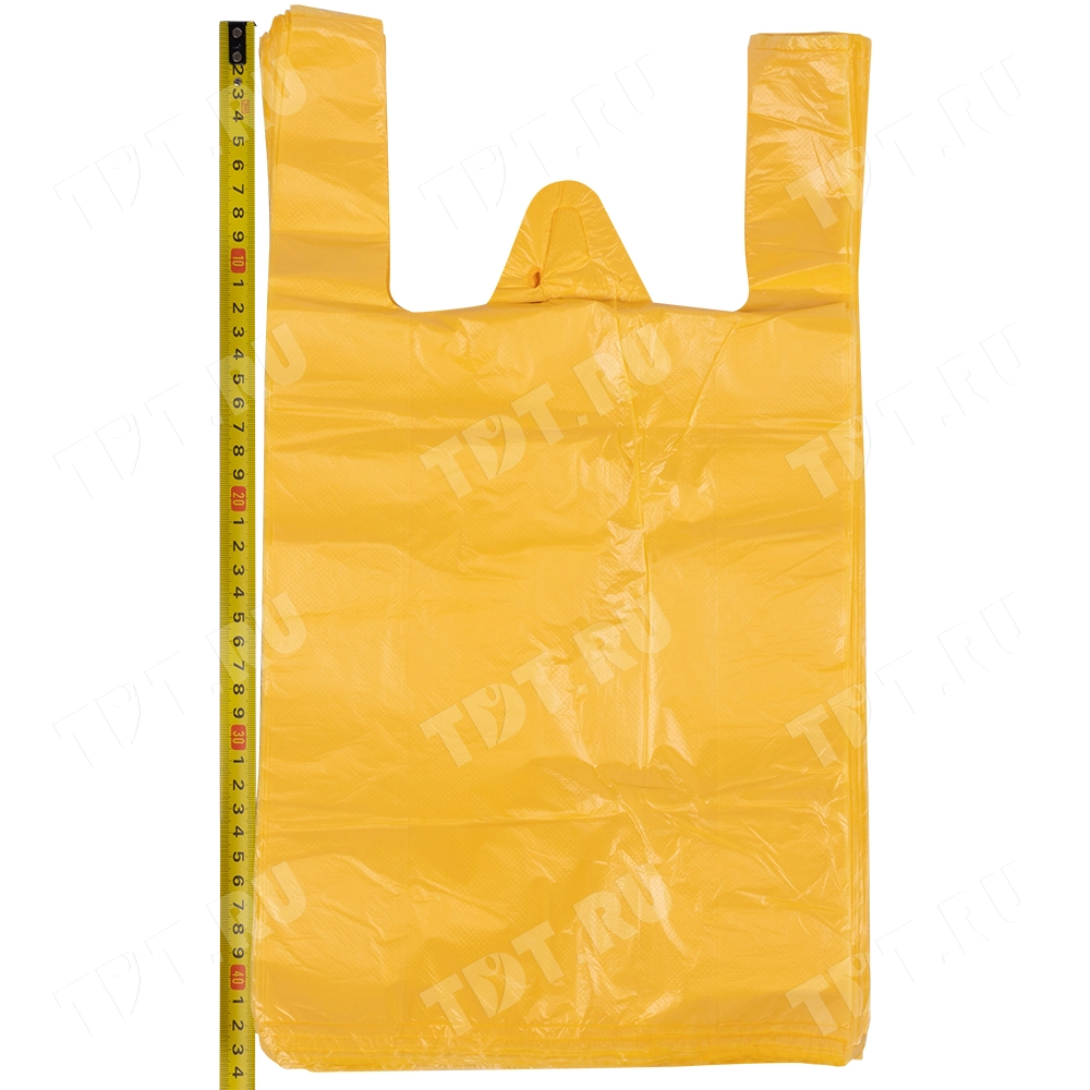 Полиэтиленовый желтый пакет майка ПНД, 25+12*45см, 11 мкм, 100шт.