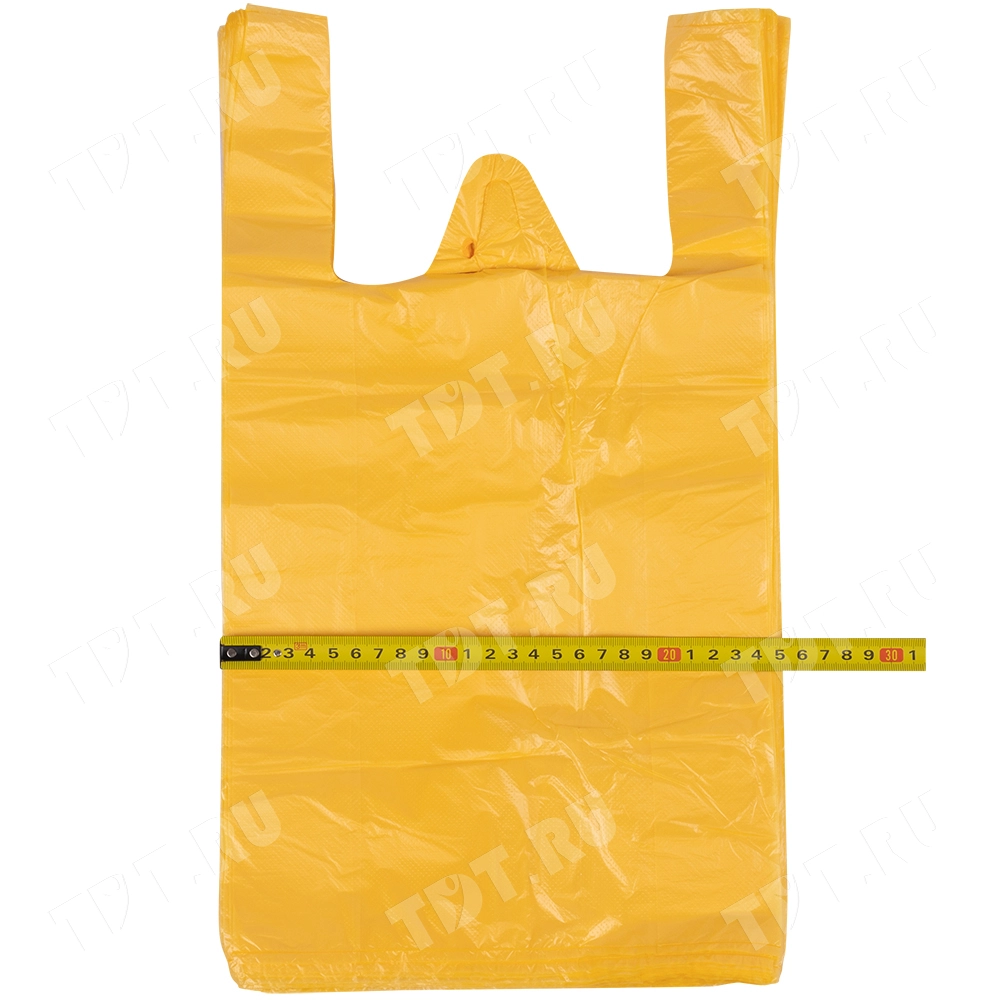 Полиэтиленовый желтый пакет майка ПНД, 25+12*45см, 11 мкм, 100шт.