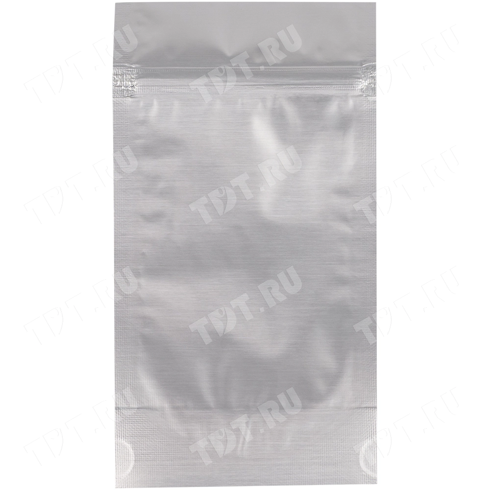 Фольгированный дой-пак с zip lock, серебристый с прозрачной стороной, 10*15+3 см, 93 мкм, 100 шт.
