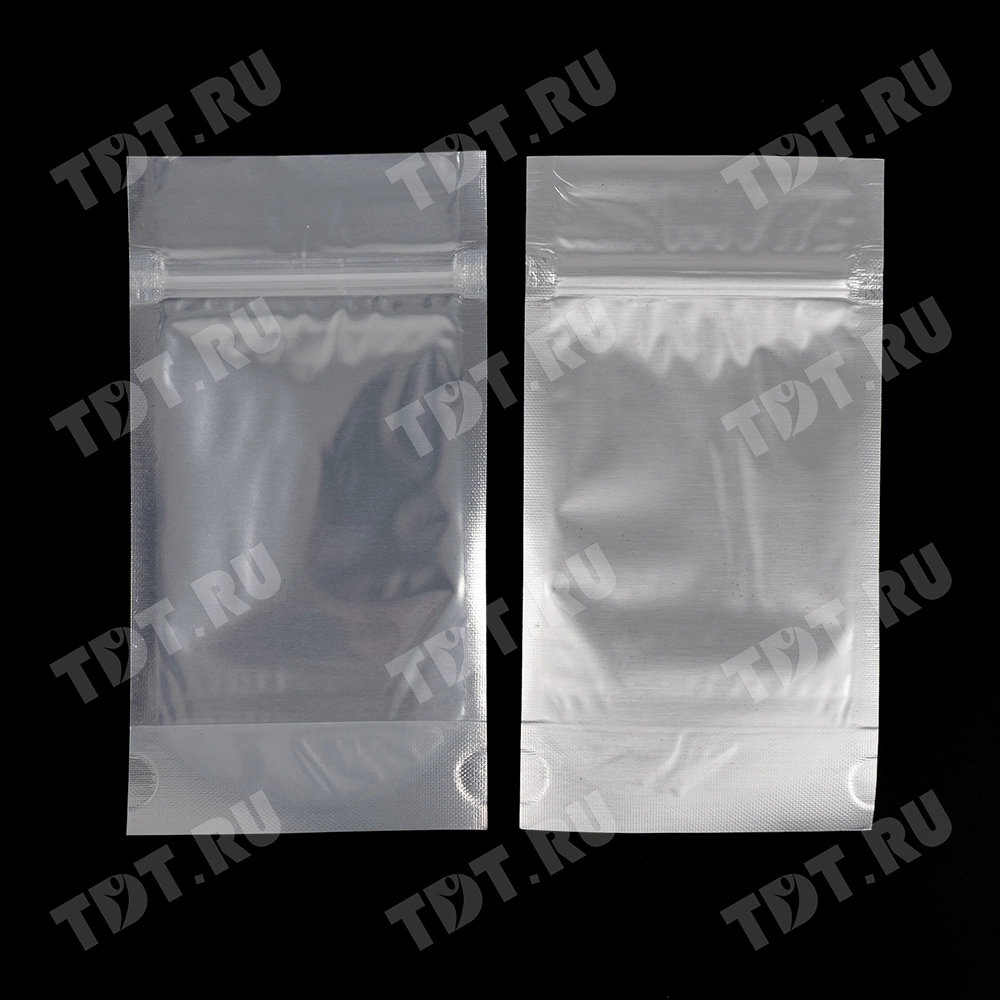 Фольгированный дой-пак с zip lock, серебристый с прозрачной стороной, 10*15+3 см, 93 мкм, 100 шт.