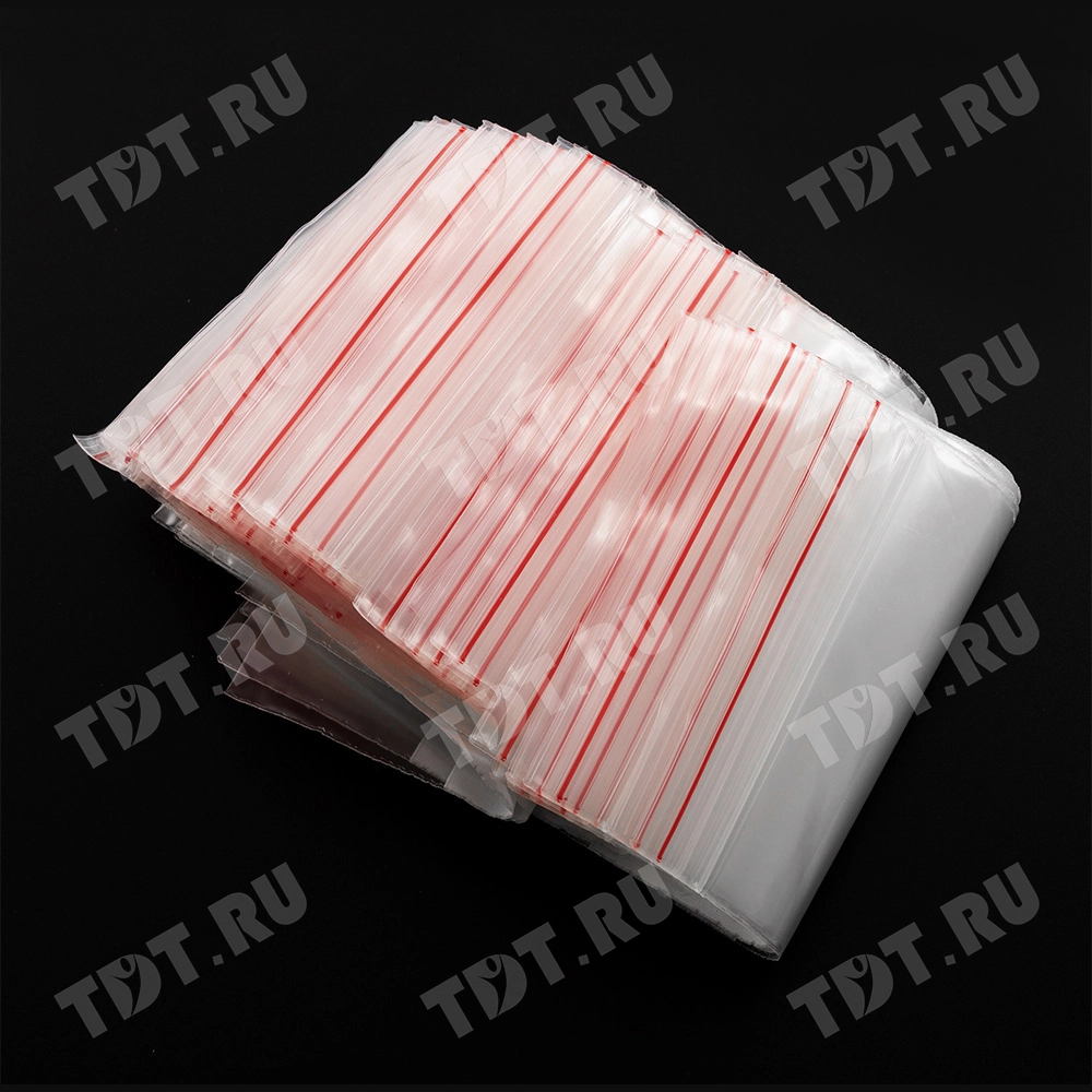 Пакет Zip Lock с полосой для надписи, прозрачный, 100*150 мм, 60 мкм, 100 шт.