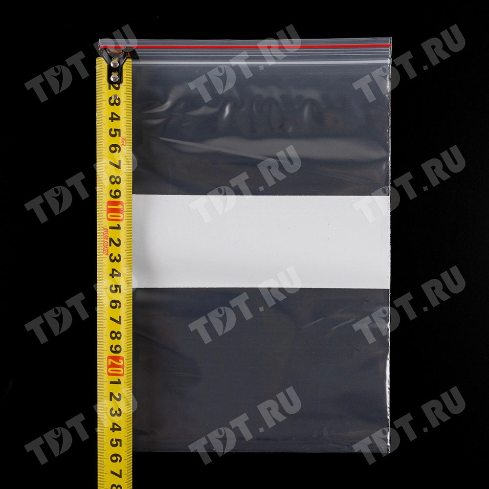 Пакет Zip Lock с полосой для надписи, прозрачный, 180*250 мм, 70 мкм, 100 шт.