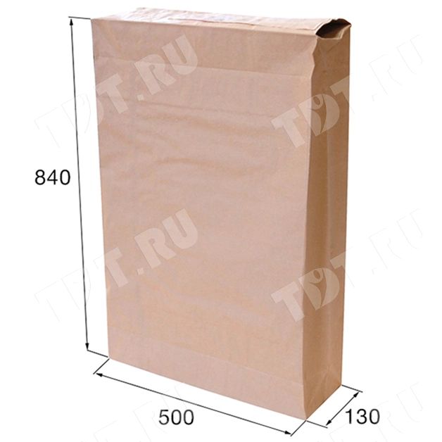 Закрытый крафт мешок трехслойный, 70 г/м², 50*13*84 см