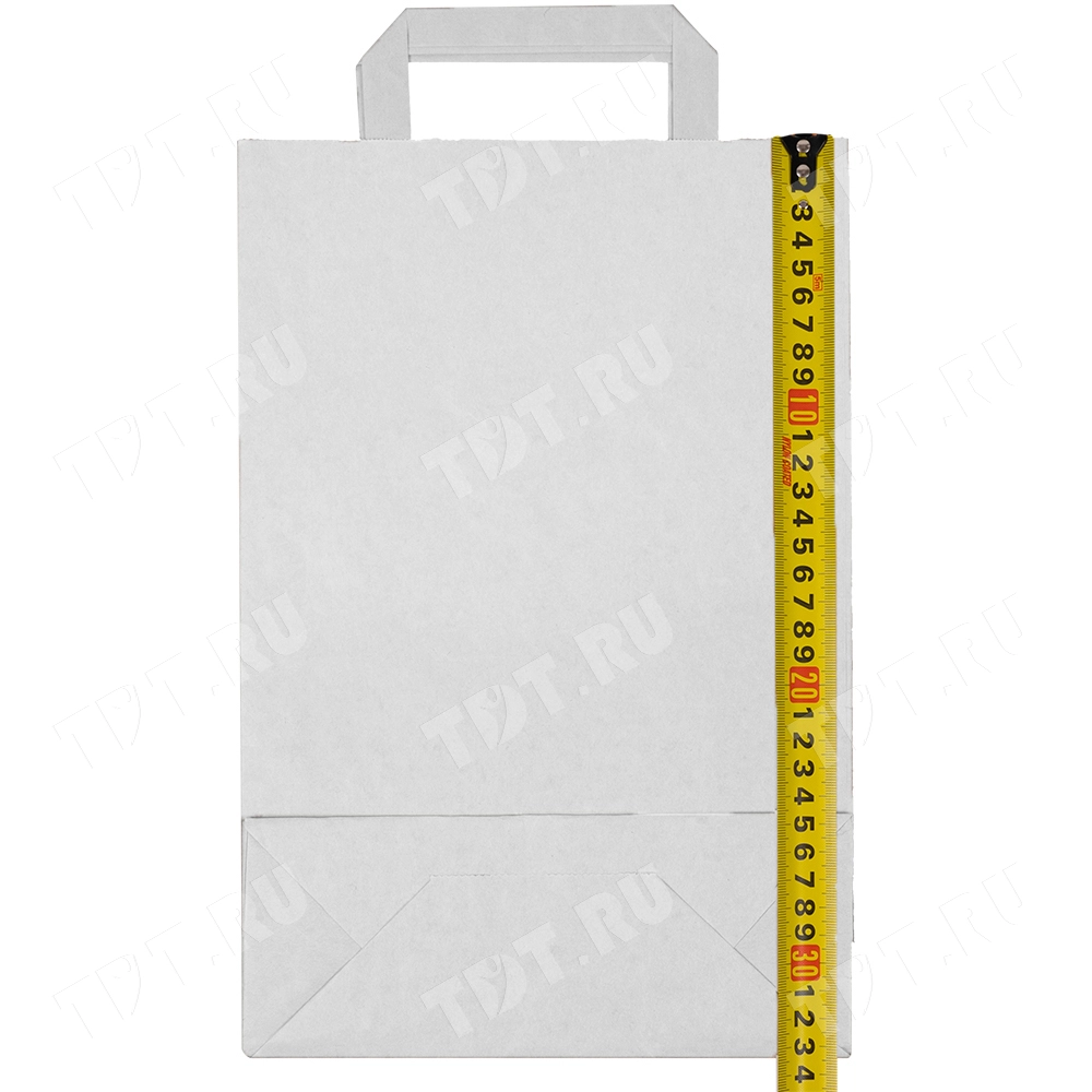 Белый пакет с плоской ручкой, 70 г/м², 22*9*33 см