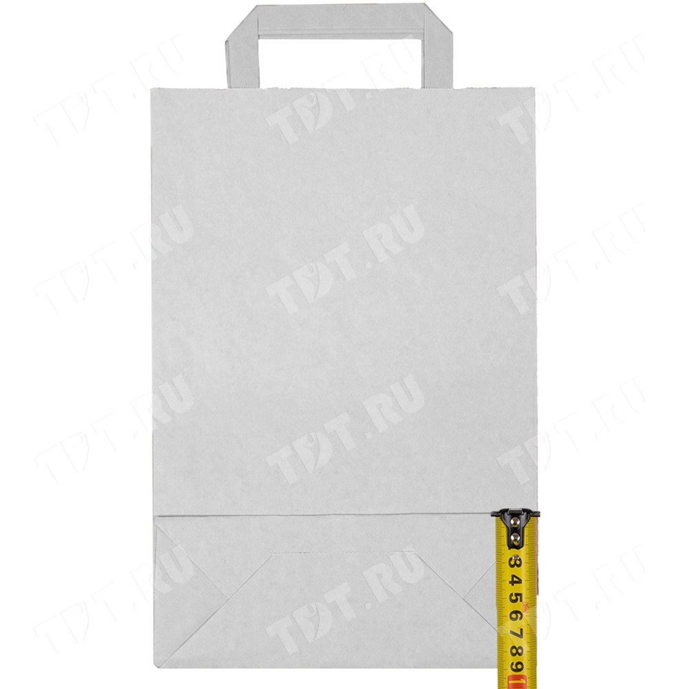 Белый пакет с плоской ручкой, 70 г/м², 22*9*33 см