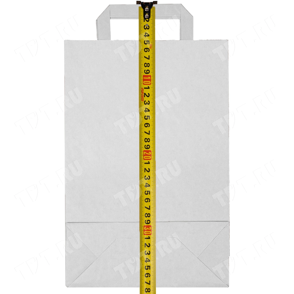 Белый пакет с плоской ручкой, 70 г/м², 22*9*33 см