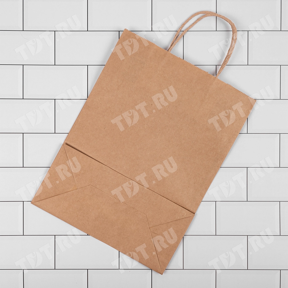 Крафт пакет с крученой ручкой, 80 г/м², 35*15*45 см