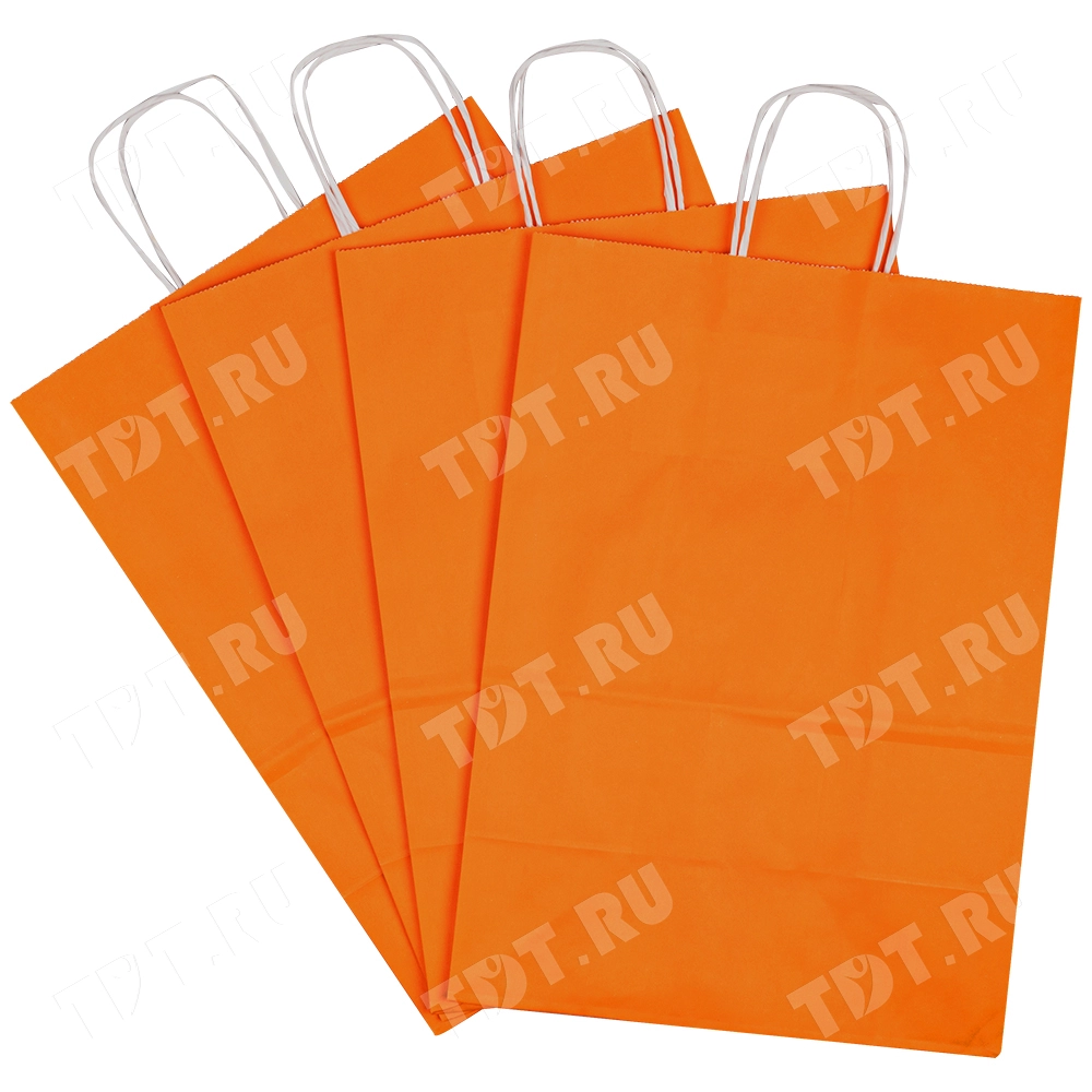 Крафт пакет с крученой ручкой «Оранжевый», 80 г/м², 25*11*32 см