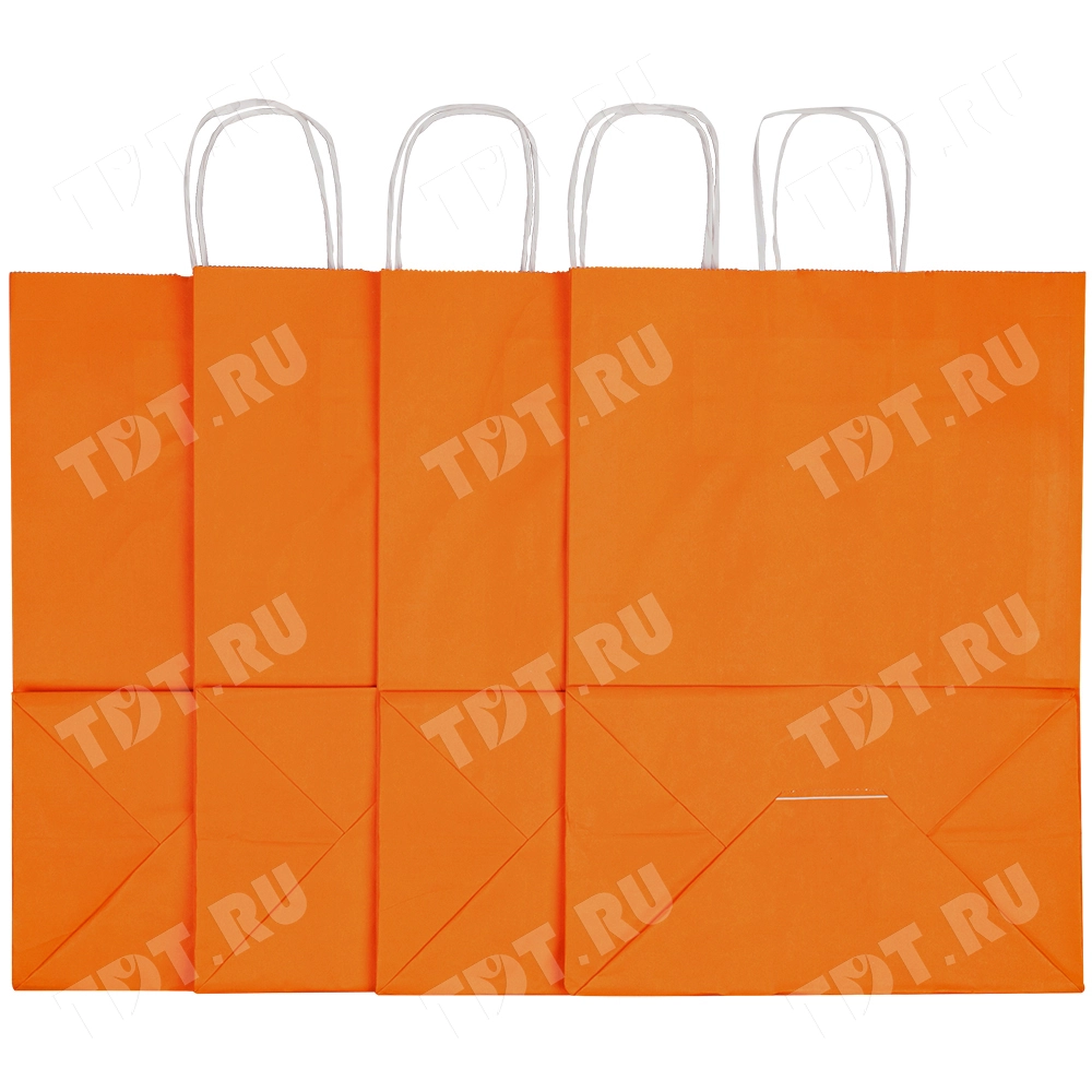 Крафт пакет с крученой ручкой «Оранжевый», 80 г/м², 25*11*32 см