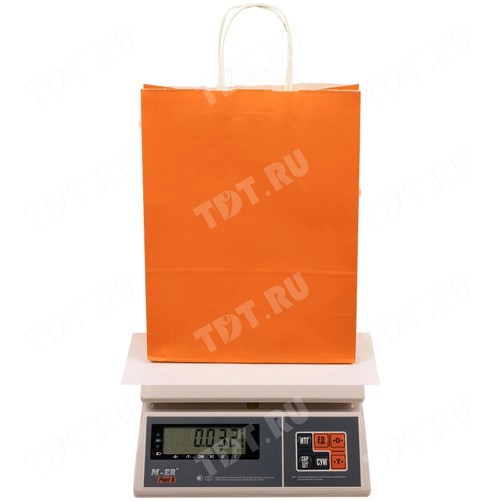 Крафт пакет с крученой ручкой «Оранжевый», 80 г/м², 25*11*32 см