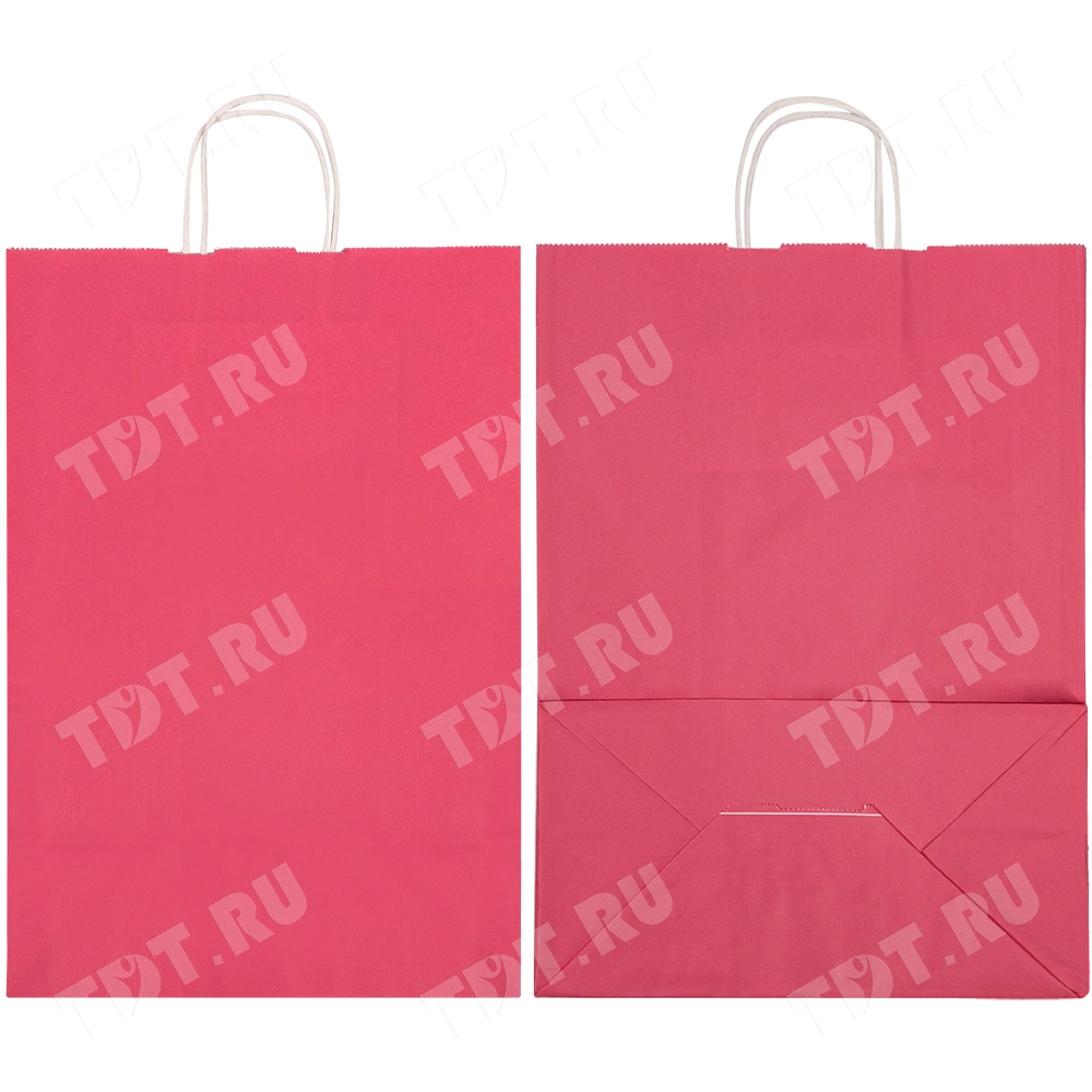 Крафт пакет с крученой ручкой «Розовый», 80 г/м², 25*11*32 см