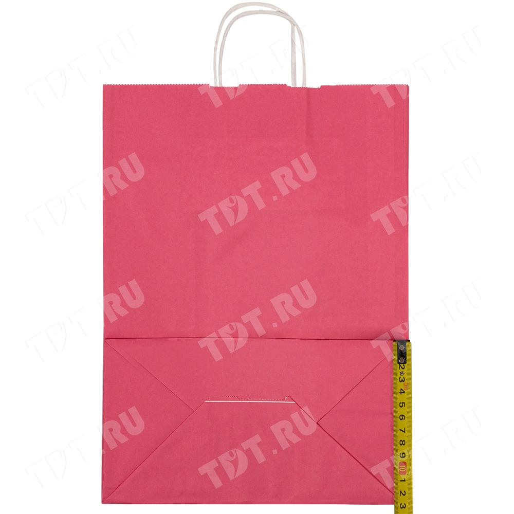 Крафт пакет с крученой ручкой «Розовый», 80 г/м², 25*11*32 см