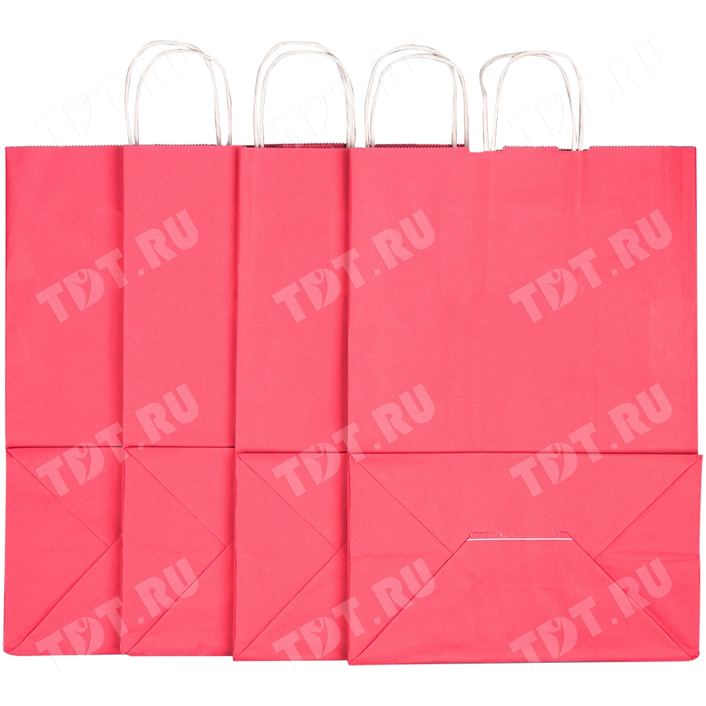 Крафт пакет с крученой ручкой «Розовый», 80 г/м², 25*11*32 см