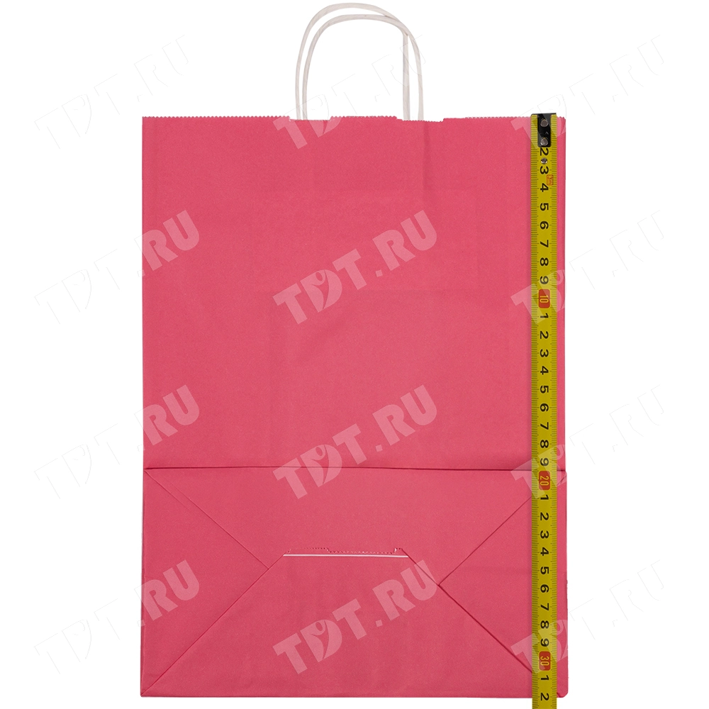 Крафт пакет с крученой ручкой «Розовый», 80 г/м², 25*11*32 см