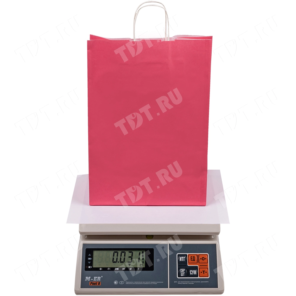 Крафт пакет с крученой ручкой «Розовый», 80 г/м², 25*11*32 см