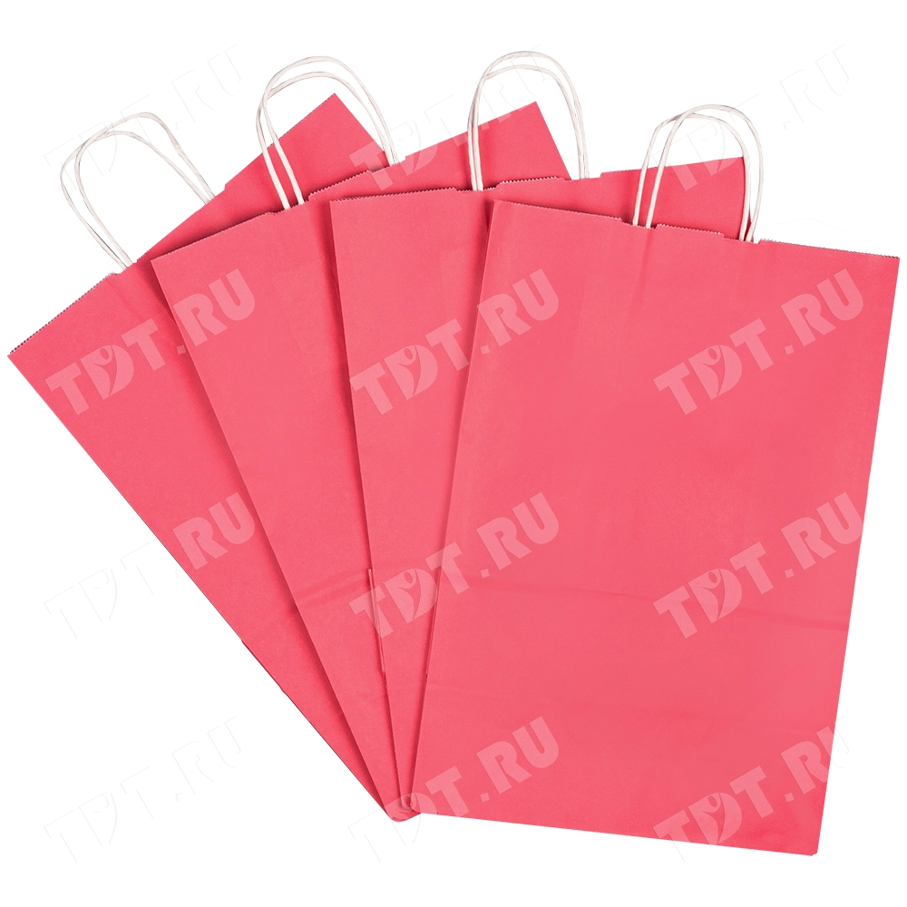 Крафт пакет с крученой ручкой «Розовый», 80 г/м², 25*11*32 см