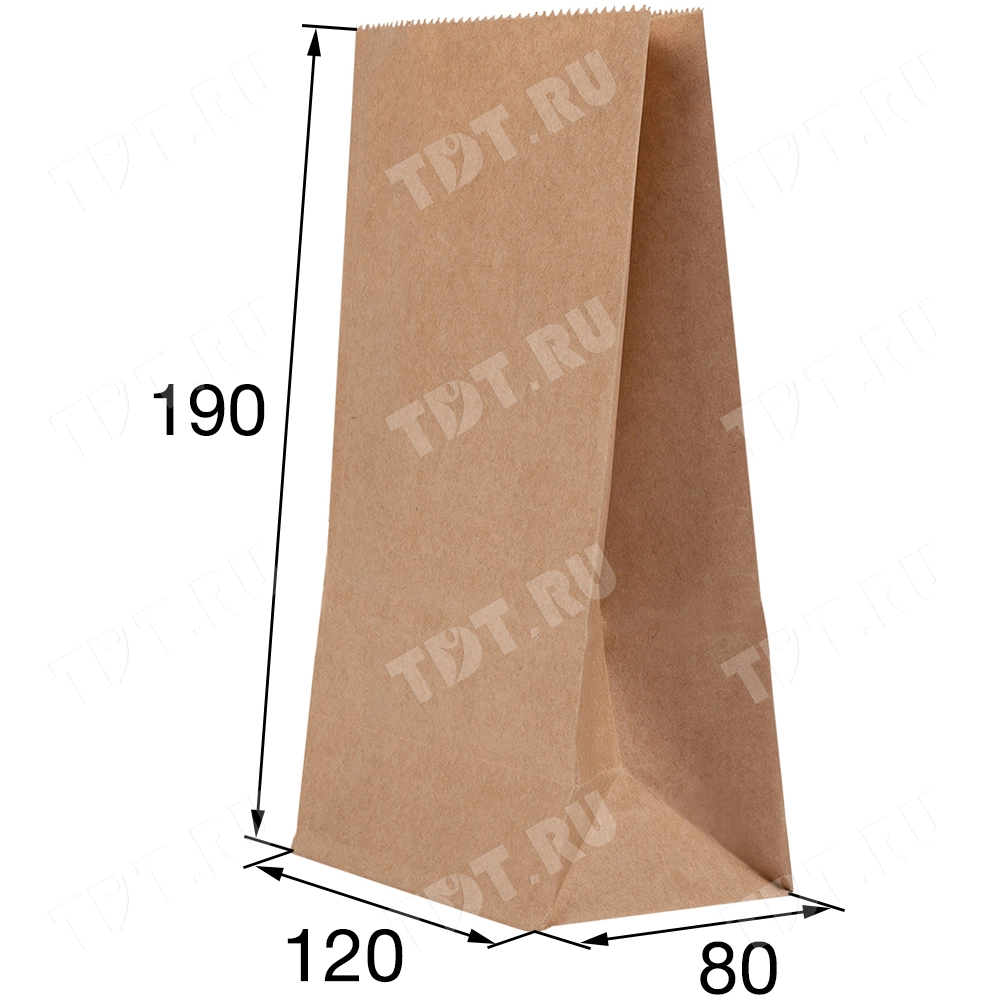 Крафт пакет без ручек, 70 г/м², 12*8*19 см