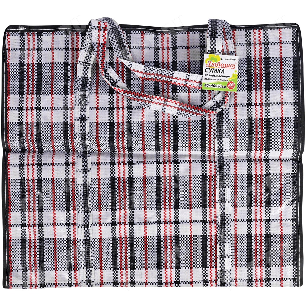 Сумка однослойная хозяйственная, 36 л, 45*20*40 см, чёрно-красная