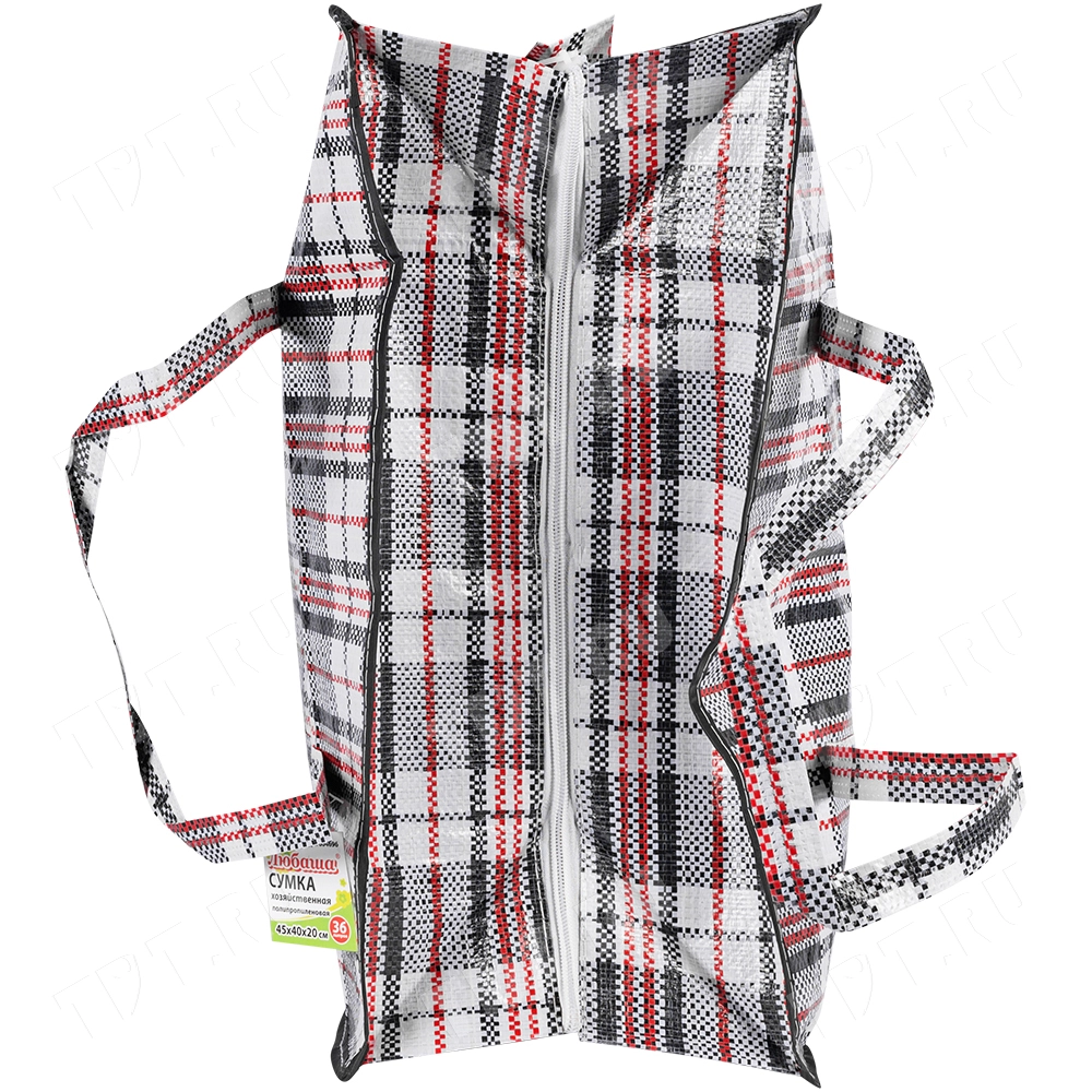 Сумка однослойная хозяйственная, 36 л, 45*20*40 см, чёрно-красная