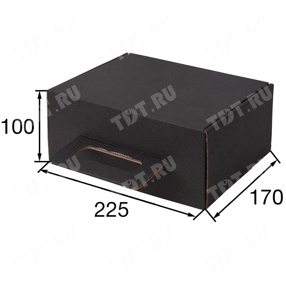 Короб КС-518 МГФ с картонной ручкой, чёрный, 225*170*100 мм