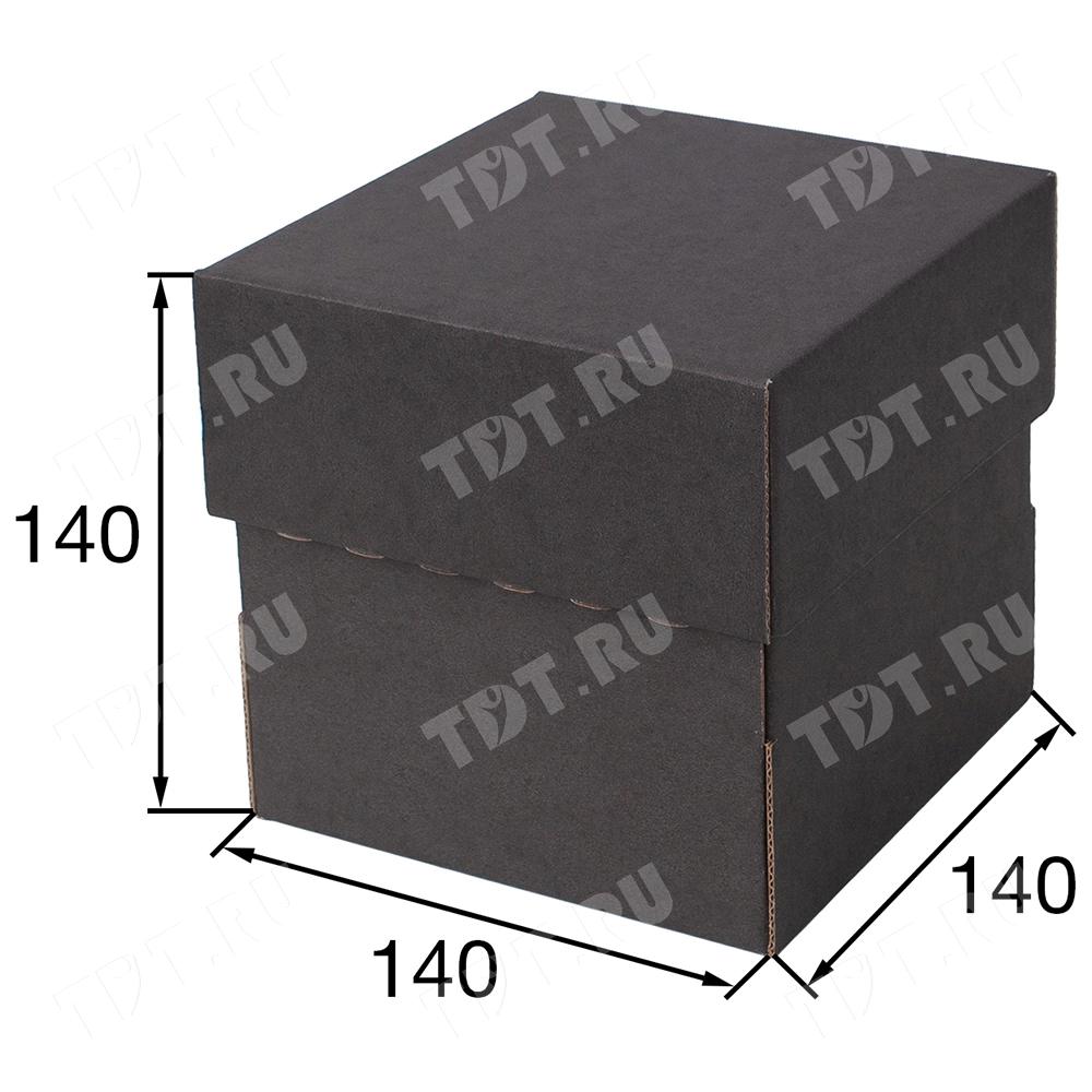 Коробка крышка-дно «Кубик», чёрная, 140*140*140 мм