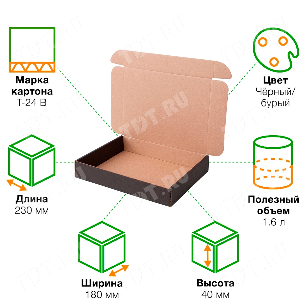 Короб КС-529 МГФ, чёрный, 230*180*40 мм