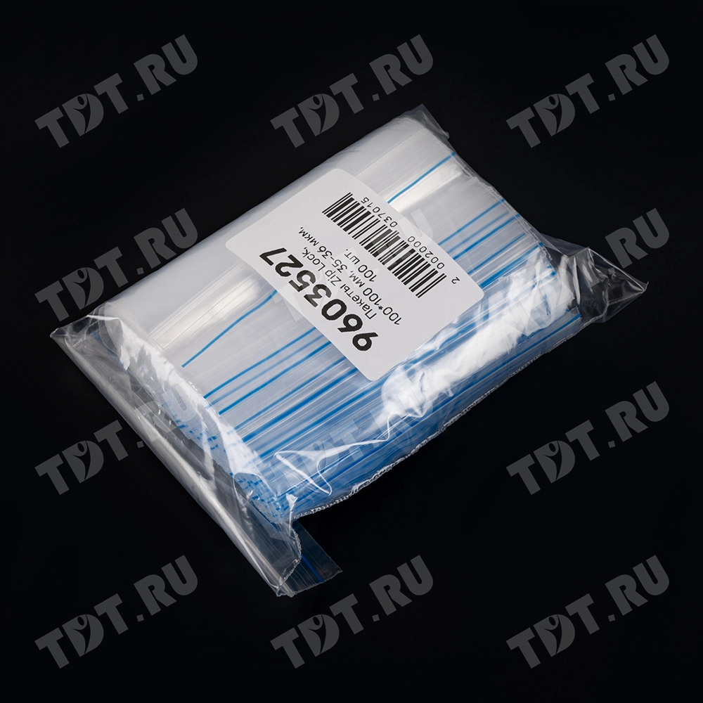 Пакет Zip Lock, прозрачный, 100*100 мм, 35-36 мкм, 100 шт.