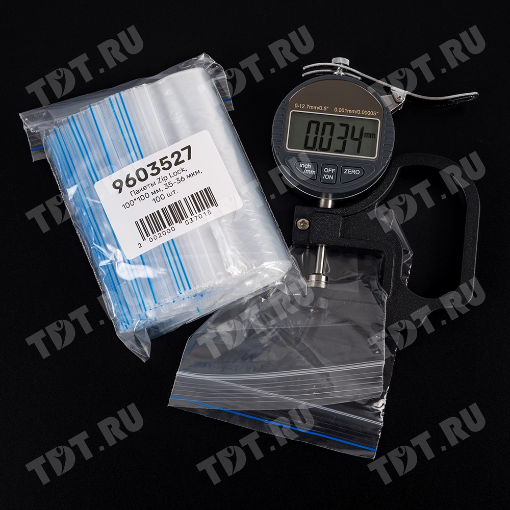 Пакет Zip Lock, прозрачный, 100*100 мм, 35-36 мкм, 100 шт.