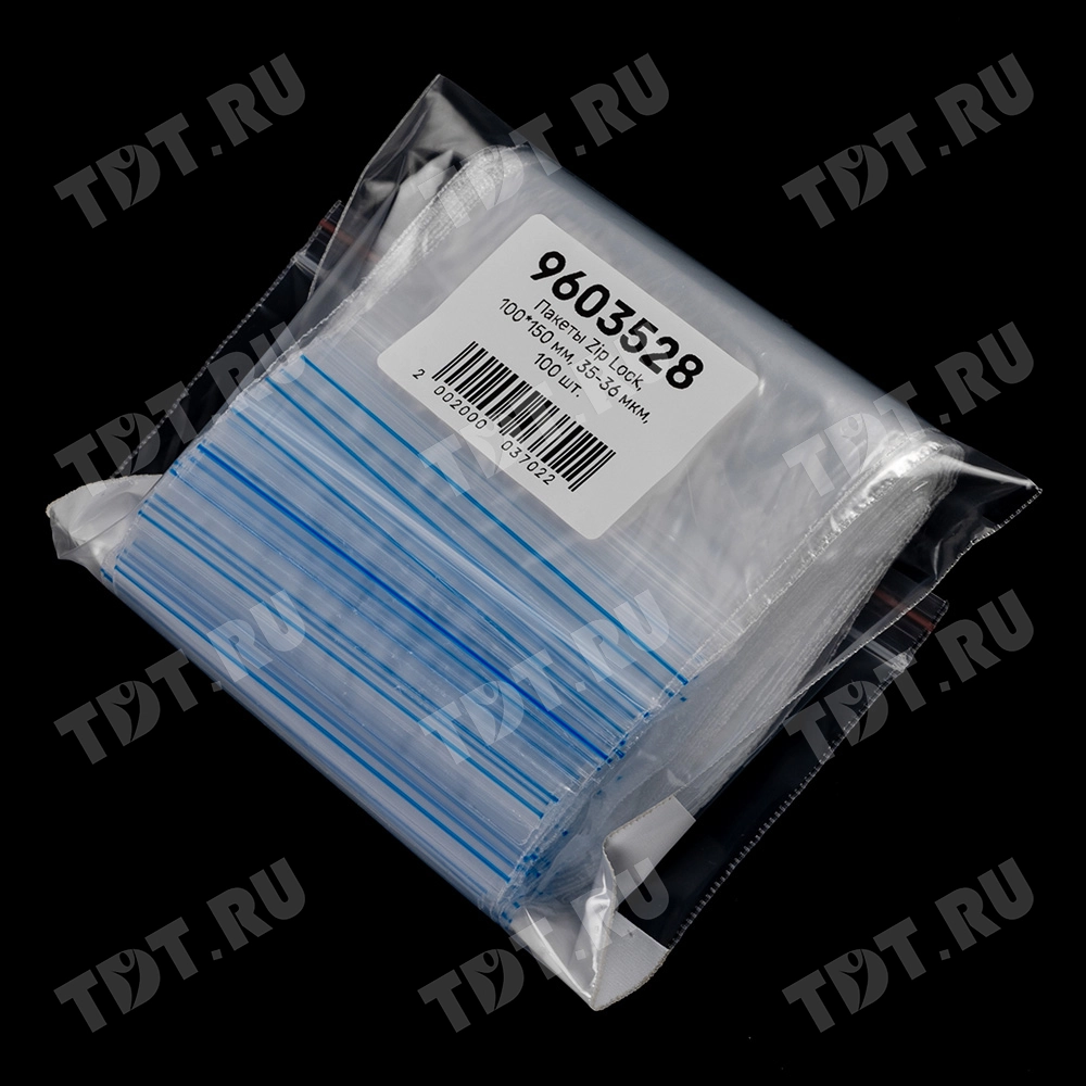 Пакет Zip Lock, прозрачный, 100*150 мм, 35-36 мкм, 100 шт.