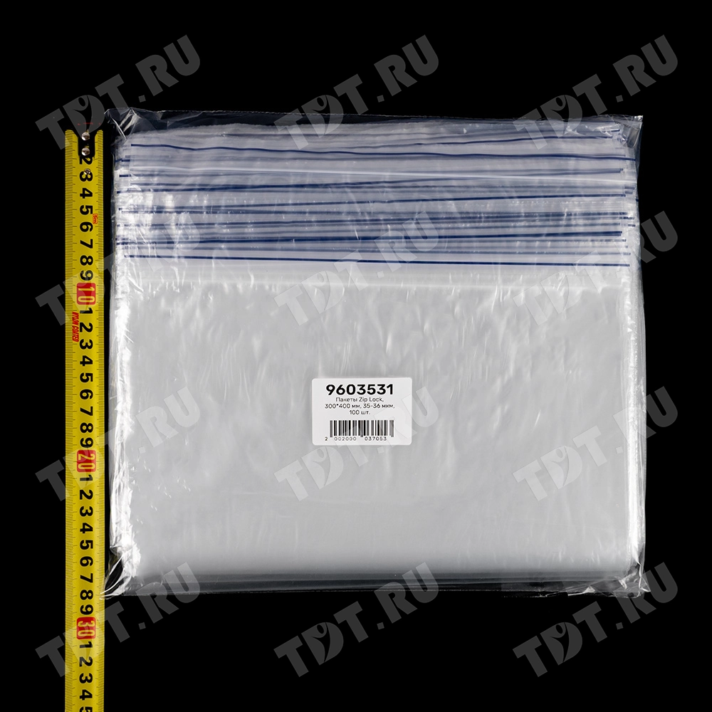 Пакет Zip Lock, прозрачный, 300*400 мм, 35-36 мкм, 100 шт.