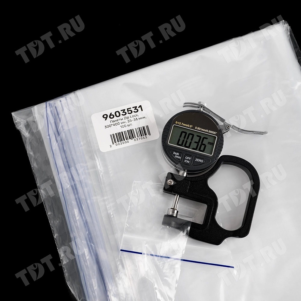 Пакет Zip Lock, прозрачный, 300*400 мм, 35-36 мкм, 100 шт.