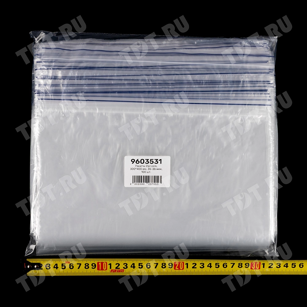 Пакет Zip Lock, прозрачный, 300*400 мм, 35-36 мкм, 100 шт.