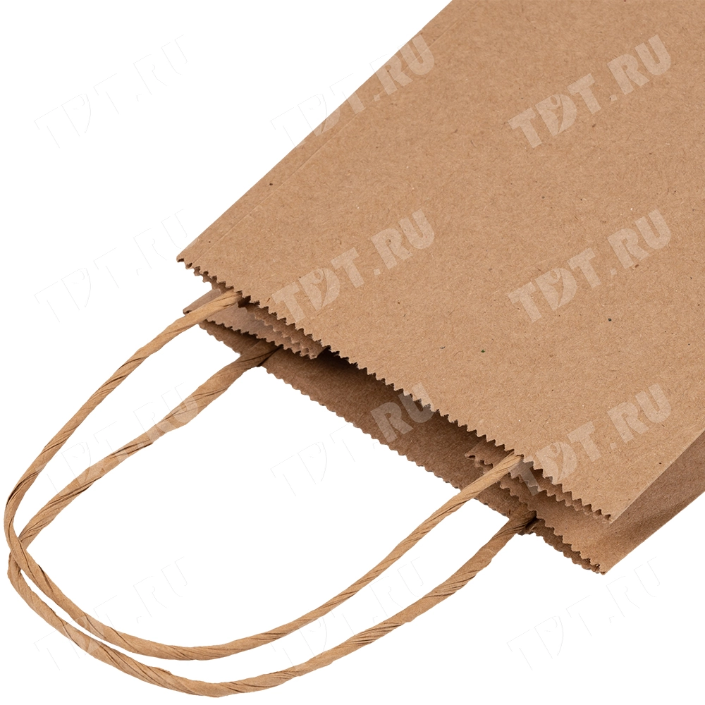 Крафт пакет с крученой ручкой для бутылок, 120 г/м², 12*8*33 см