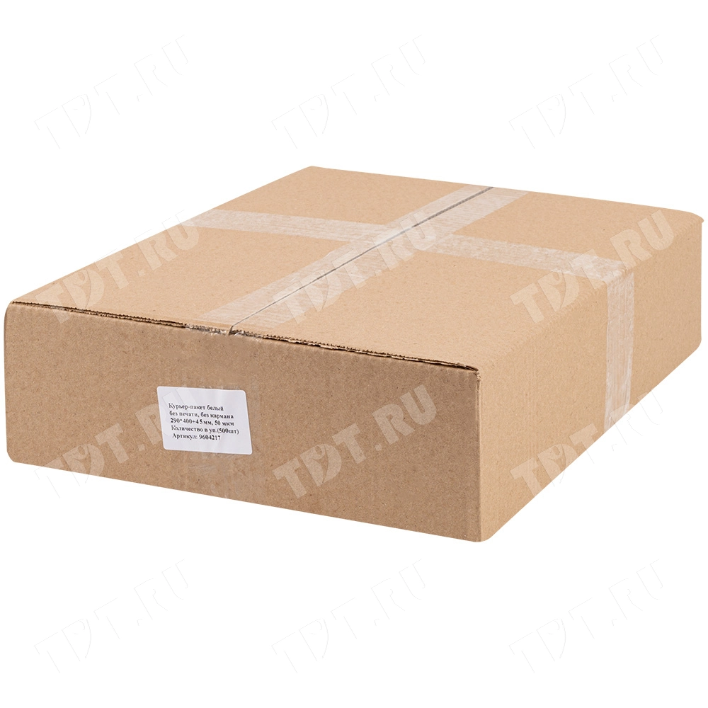 Курьер-пакет белый без печати, без кармана, 290*400+45 мм, 50 мкм, 1 шт.