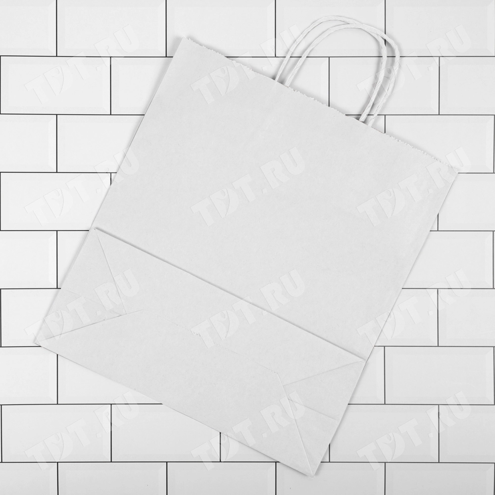 Белый пакет с крученой ручкой, 80 г/м², 29*12*32 см