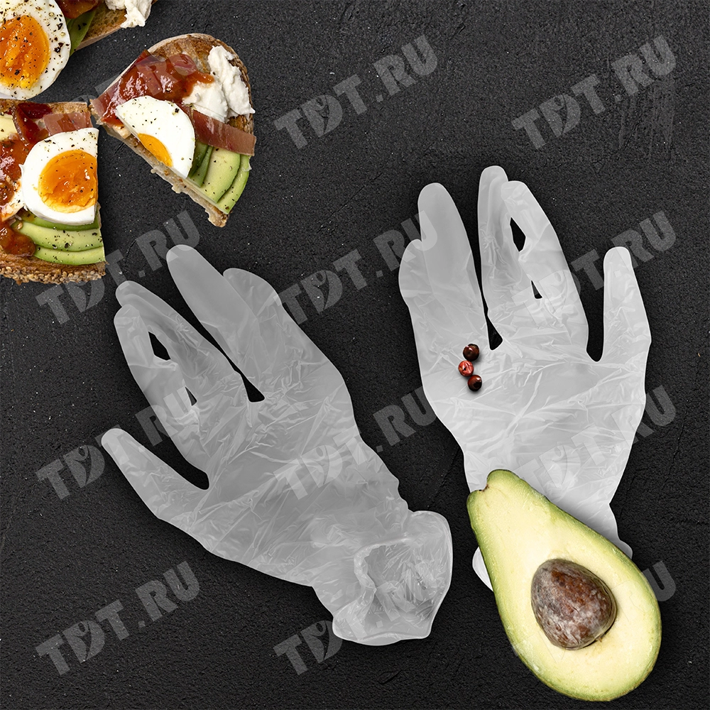 Перчатки виниловые A.D.M., белые, размер M, 100 шт./уп.