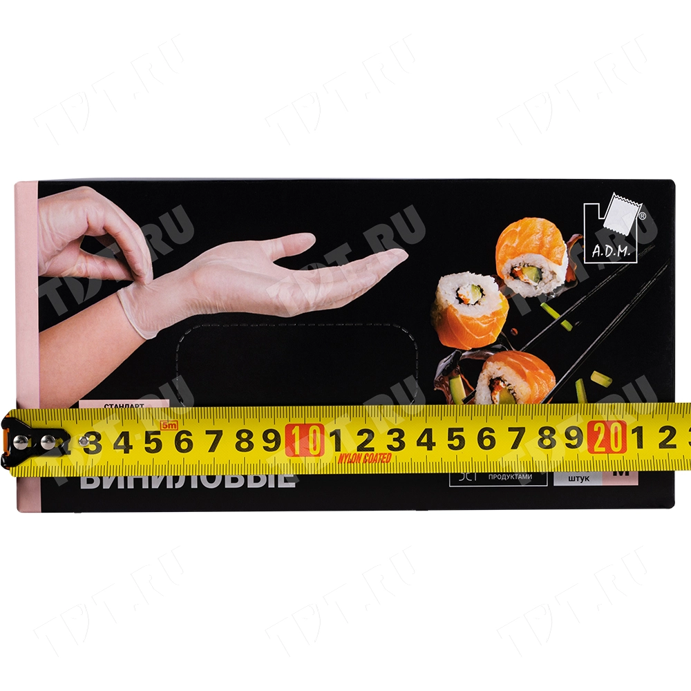 Перчатки виниловые A.D.M., белые, размер M, 100 шт./уп.